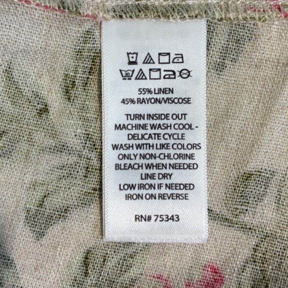 Laura Ashley Linen Blend Floral Shift Dress Scalloped Hem Pink Green M - Picture 7 of 13